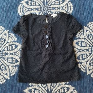Lace vintage short sleeve black top Sz S